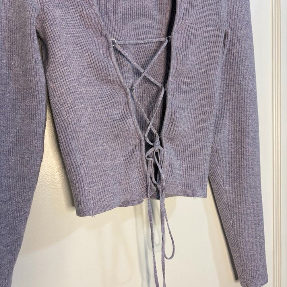 Anthropologie Mock Neck Lace Up Open Back Sweater - Picture 3 of 16